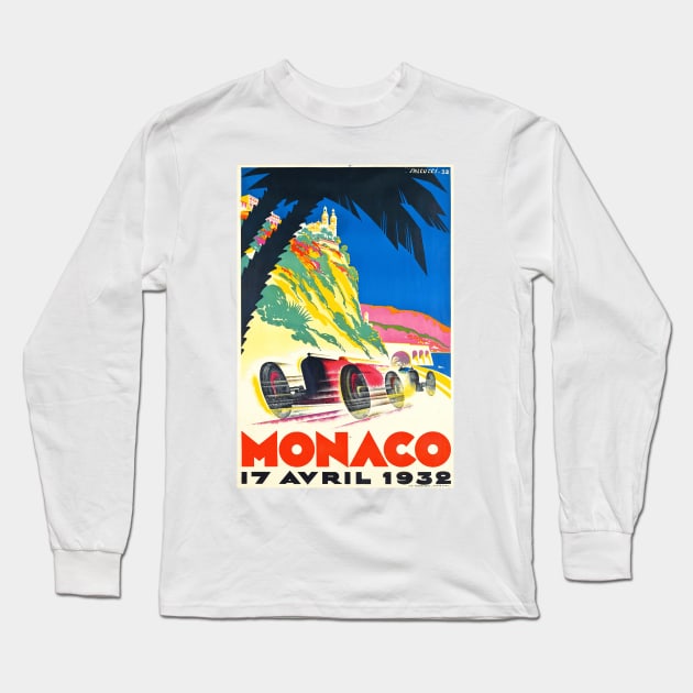 1932 Monaco Grand Prix - Vintage Poster Design Long Sleeve T-Shirt by Naves